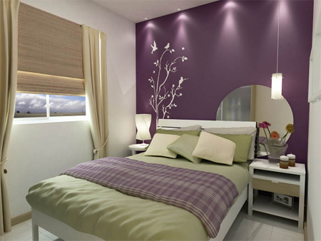 Quarto de casal com papel de parede Quarto de casal com papel de parede