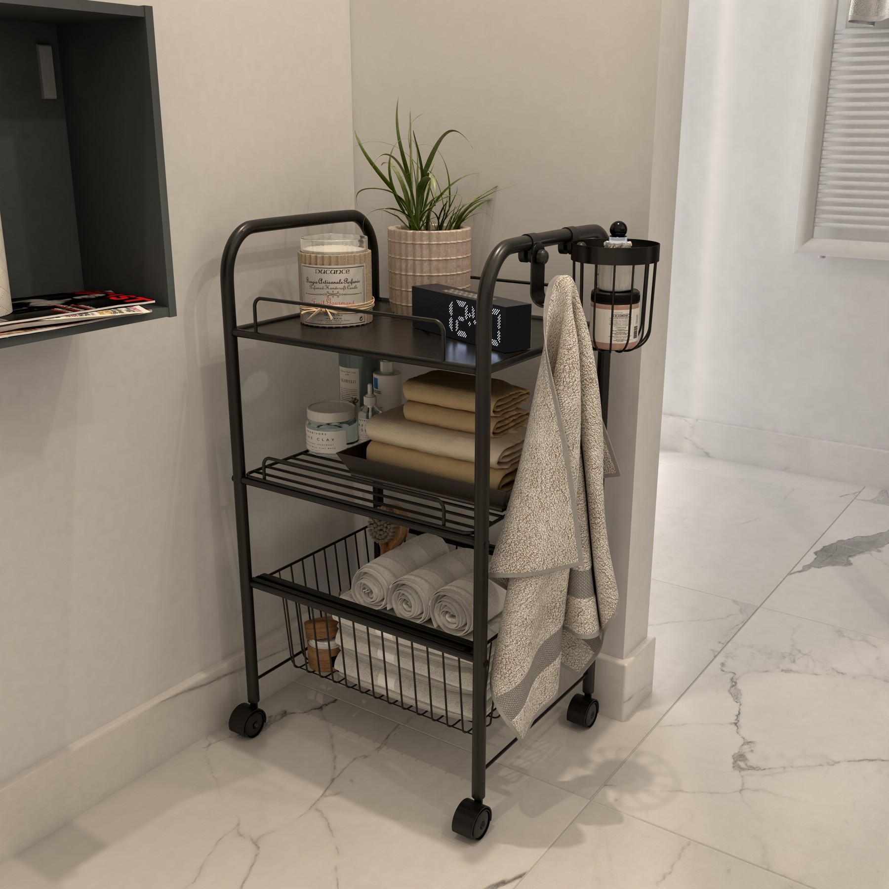 carrinho com rodízio para banheiro