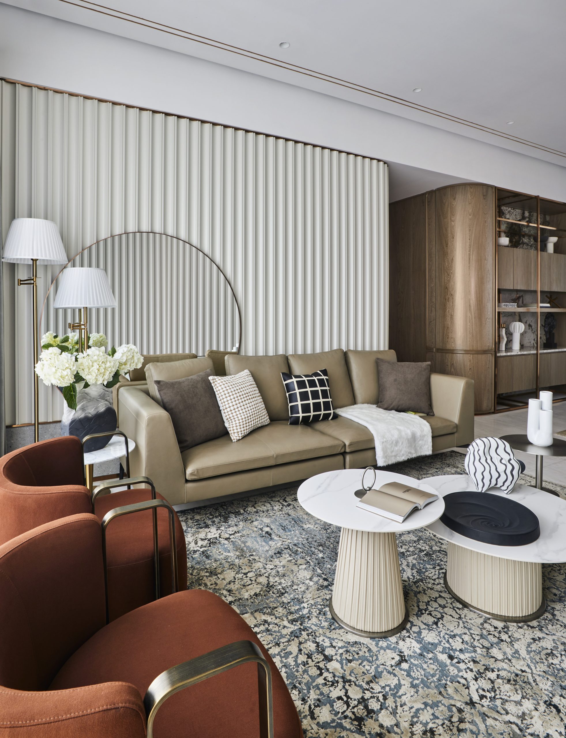 cor pérola na sala de estar